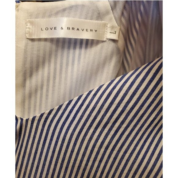 Love & Bravery Lightweight Nautical Blue Striped V-Neck 3/4 Sleeve Dress -Size L - Picture 4 of 5